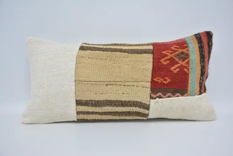 12x24 Beige Pillow, Interior Designer Pillow, Ethnical Kilim Rug Pillow, Pillow Sham, Outdoor Throw Pillow Case, Vintage Kilim Pillow - 1