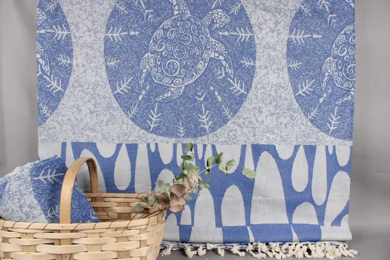 Personalized Turkish Blanket Sax Blue Animal Print Throw, 79x99 Inches