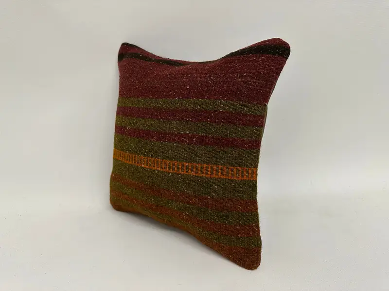 Kilim Pillow Cover, 12x12 Red Cushion, Authentic Pillow, Kilim Rug Pillow Cover, Pillow Sham, Boho Pillow Sham Cover, Turkish Pillow, Seat Cushion - 4