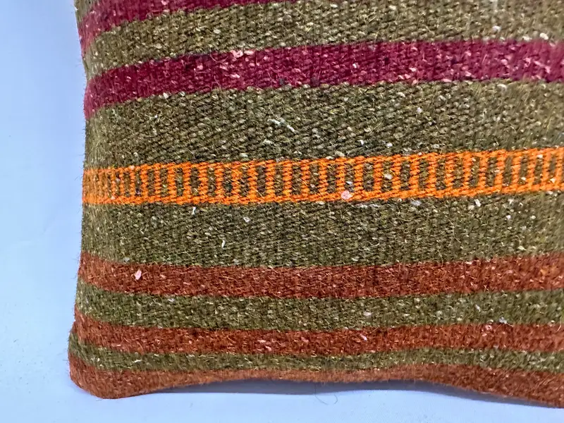 Kilim Pillow Cover, 12x12 Red Cushion, Authentic Pillow, Kilim Rug Pillow Cover, Pillow Sham, Boho Pillow Sham Cover, Turkish Pillow, Seat Cushion - 2