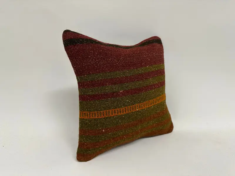 Kilim Pillow Cover, 12x12 Red Cushion, Authentic Pillow, Kilim Rug Pillow Cover, Pillow Sham, Boho Pillow Sham Cover, Turkish Pillow, Seat Cushion - 3