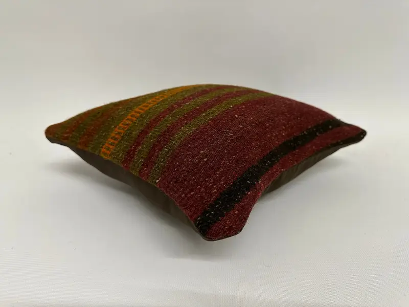 Kilim Pillow Cover, 12x12 Red Cushion, Authentic Pillow, Kilim Rug Pillow Cover, Pillow Sham, Boho Pillow Sham Cover, Turkish Pillow, Seat Cushion - 6