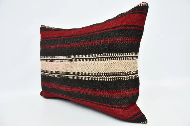 Turkish Kilim Pillow, Cushion, Ethnical Kilim Rug Pillow, Vintage Kilim Throw Pillow, 20x28 Red Pillow, Pattern Throw Cushion, Turkish Bench Pillow - 4