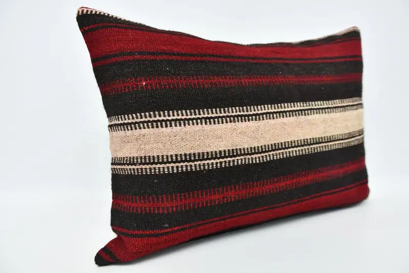Turkish Kilim Pillow, Cushion, Ethnical Kilim Rug Pillow, Vintage Kilim Throw Pillow, 20x28 Red Pillow, Pattern Throw Cushion, Turkish Bench Pillow - 3