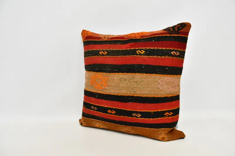 Pillow Cover, Turkish Rugs Cushion Case, Vintage Kilim Throw Pillow, 24x24 Red Pillow Sham, Rustic Pillow, Kilim Cushion Sham, Pillow for Couch - 4