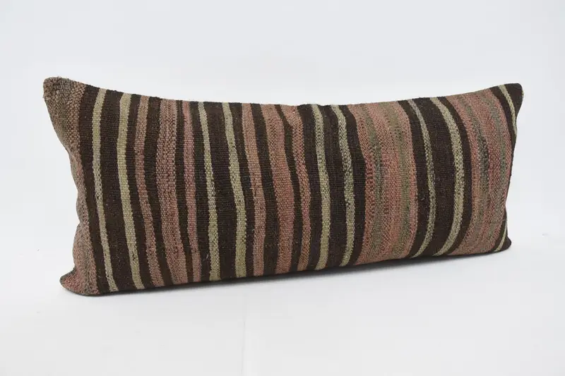 Outdoor Throw Pillow, Vintage Kilim Throw Pillow, Boho Pillow Sham Cover, 16x36 Brown Pillow Sham, Pillow Sham, Outdoor Cushion, Gift Pillow - 3