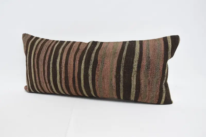Outdoor Throw Pillow, Vintage Kilim Throw Pillow, Boho Pillow Sham Cover, 16x36 Brown Pillow Sham, Pillow Sham, Outdoor Cushion, Gift Pillow - 4