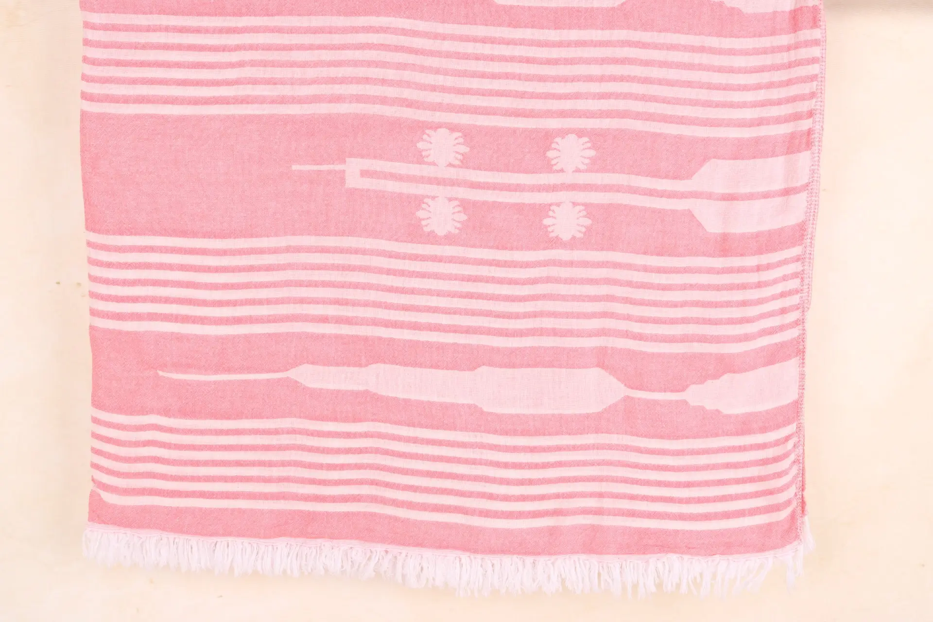 Patterned Pink Cotton Throw, 60x83 Inches, Boho Throw Blanket, Organic - 1