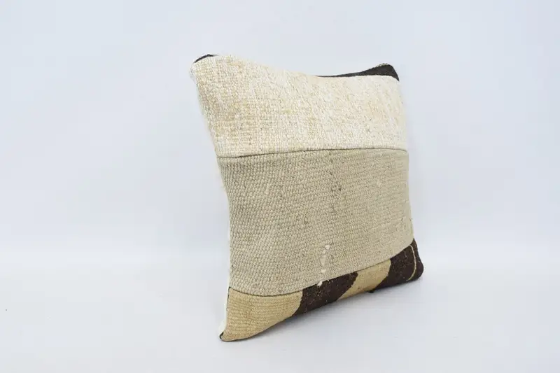 Bolster Throw Pillow Sham, Home Decor Pillow, Outdoor Bolster Pillow, 14x14 Beige Pillow Case, Cushion Cover, Pillow for Couch, Vintage Pillow - 3