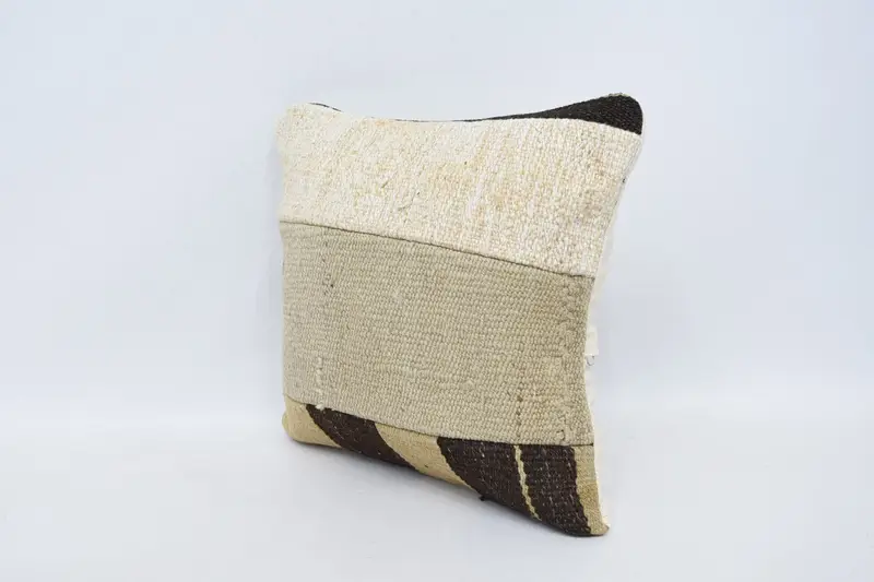 Bolster Throw Pillow Sham, Home Decor Pillow, Outdoor Bolster Pillow, 14x14 Beige Pillow Case, Cushion Cover, Pillow for Couch, Vintage Pillow - 4