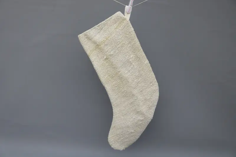 Bej Noel Çorabı, Süsleme Desenli 9 İnç Genişliğinde