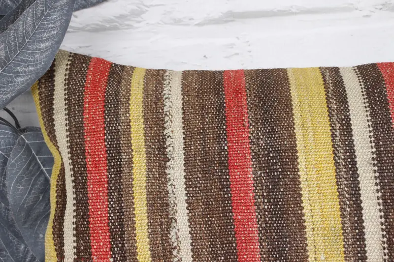 Throw Kilim Pillow, Boho Pillow Sham Cover, Vintage Kilim Pillow, 10x20 Brown Pillow Cover, Ethnic Pillow Cover Cushion, Pillow Sham - 2