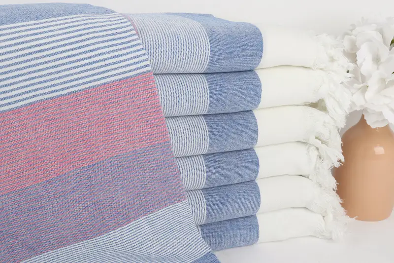 Toalla Bordada Azul Marino-Rojo Algodón 40x67 Pulgadas Regalo de Boda