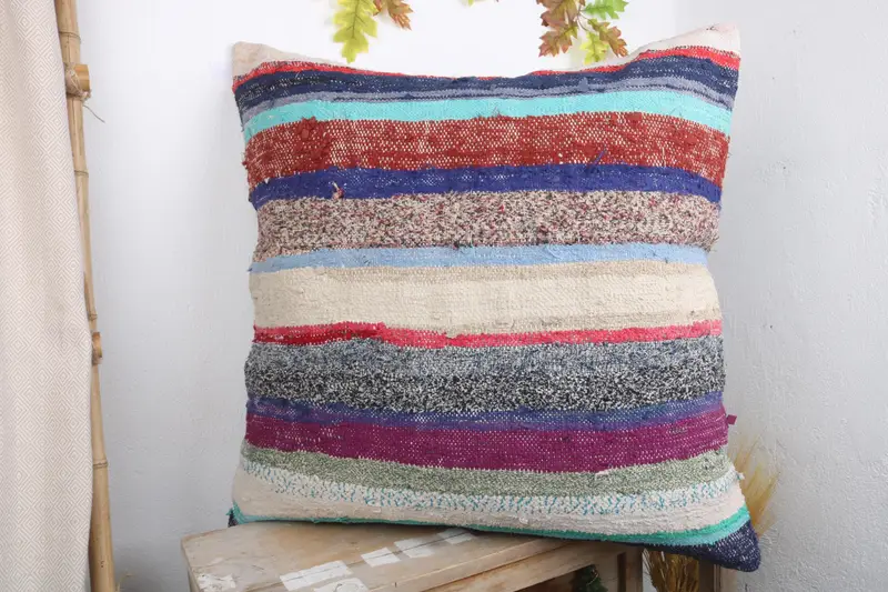 Vintage Kilim Pillow, Kilim Pillow Cover, Cushion Case, Pillow for Couch, 32x32 White Pillow Sham, Ethnic Pillow Cover Pillow Sham - 4