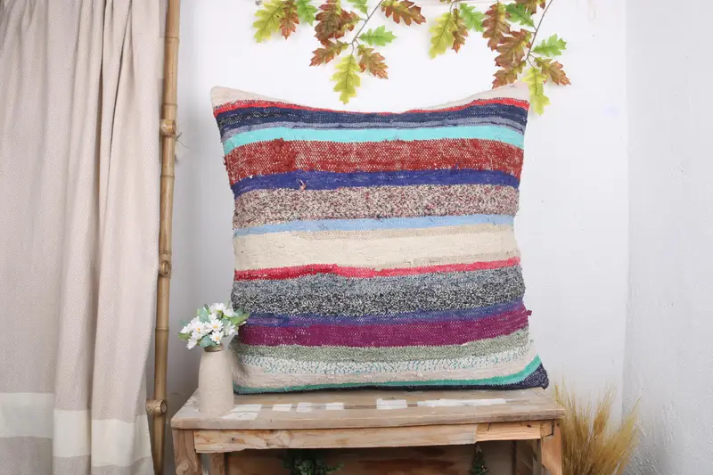 Vintage Kilim Pillow, Kilim Pillow Cover, Cushion Case, Pillow for Couch, 32x32 White Pillow Sham, Ethnic Pillow Cover Pillow Sham - 1