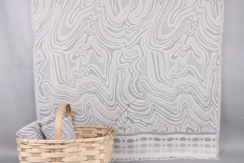 Personalized Turkish Beach Towel Dark Gray-Light Gray Geometric, 40x71 Inches