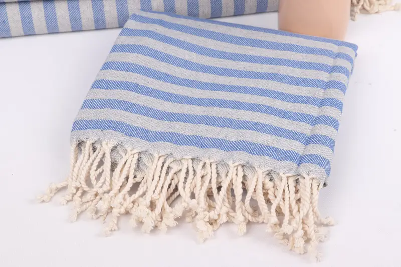 70x36 Cotton Striped Towel, First Wedding Anniversary Gift, Gifts For Him, Turkish Towel Set, Lightweight towel, Sand-free towel, Peshtemal - 5