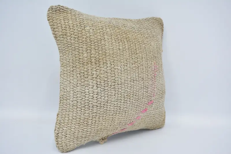 Geometric Embroidered Throw Pillow, 12x12 Inches Size, Beige - 3