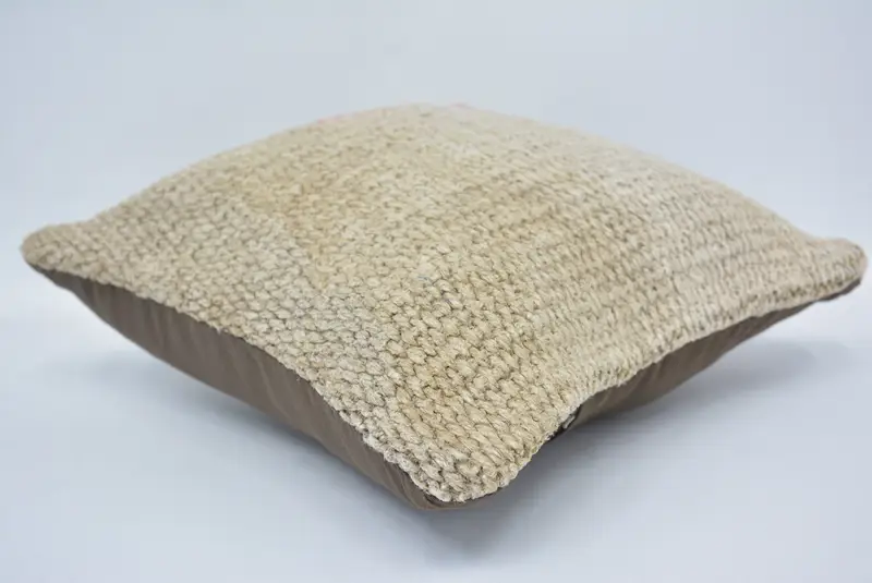 Geometric Embroidered Throw Pillow, 12x12 Inches Size, Beige - 6