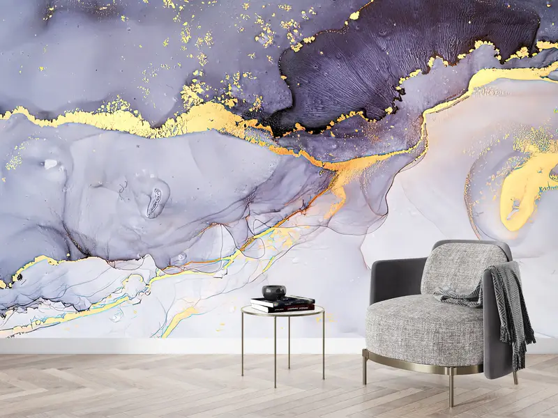 Sofistike Dekor için Zarif Baskılı Lüks Altın Mermer Duvar Kağıdı