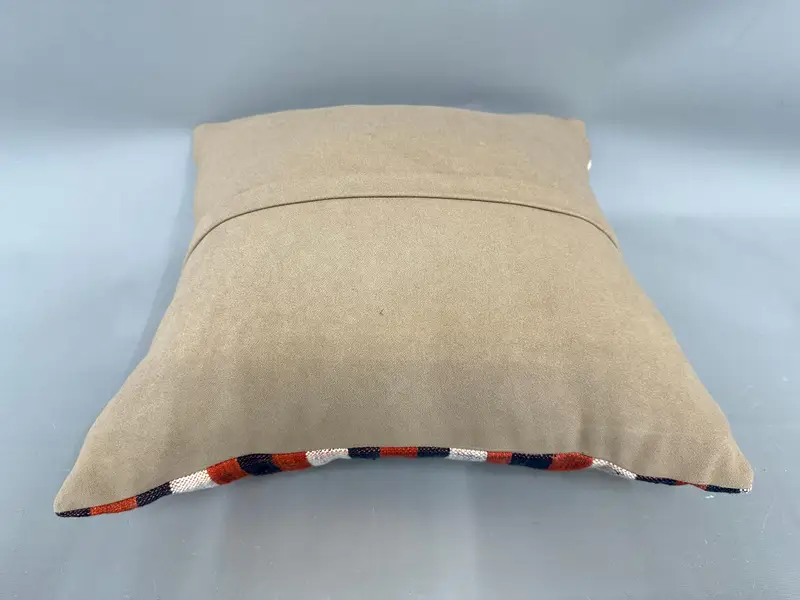 Wool Kilim Pillow Cushion, 18x18 Beige Pillow, Ethnical Kilim Rug Pillow, Kilim Pillow, Pillow Case, Living Room Throw Pillow Sham, Turkish Pillow - 7