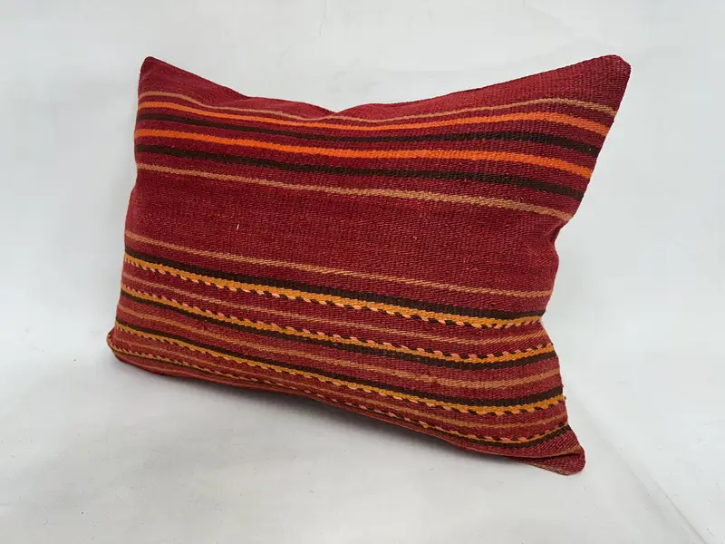 Turkish Kilim Pillow, 20x28 Red Cushion Case, Pillow for Couch, Indoor Cushion Case, Cotton Pillow, Pillow, Antique Pillows - 4