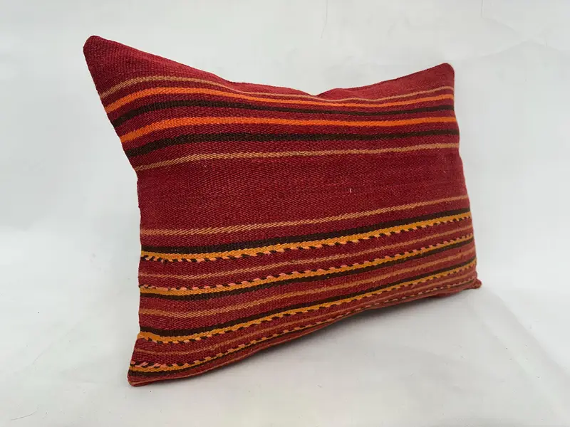 Turkish Kilim Pillow, 20x28 Red Cushion Case, Pillow for Couch, Indoor Cushion Case, Cotton Pillow, Pillow, Antique Pillows - 3