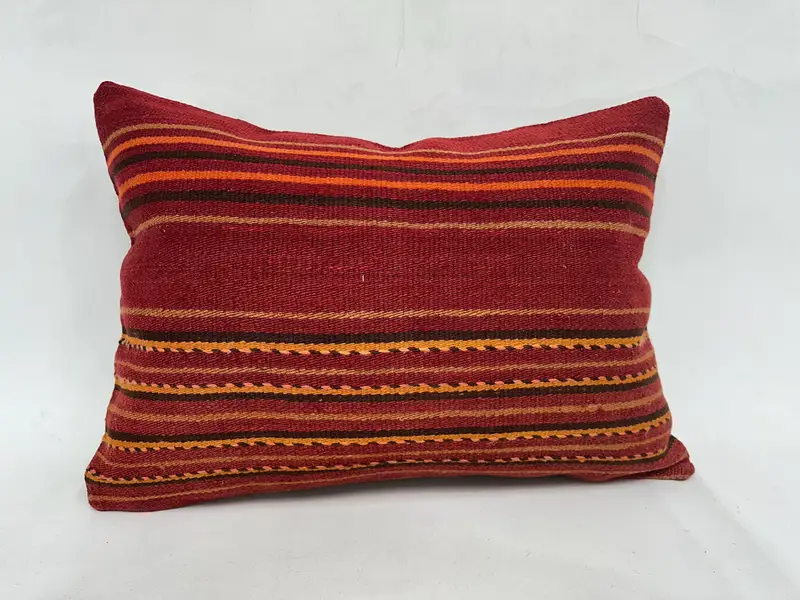 Turkish Kilim Pillow, 20x28 Red Cushion Case, Pillow for Couch, Indoor Cushion Case, Cotton Pillow, Pillow, Antique Pillows - 1