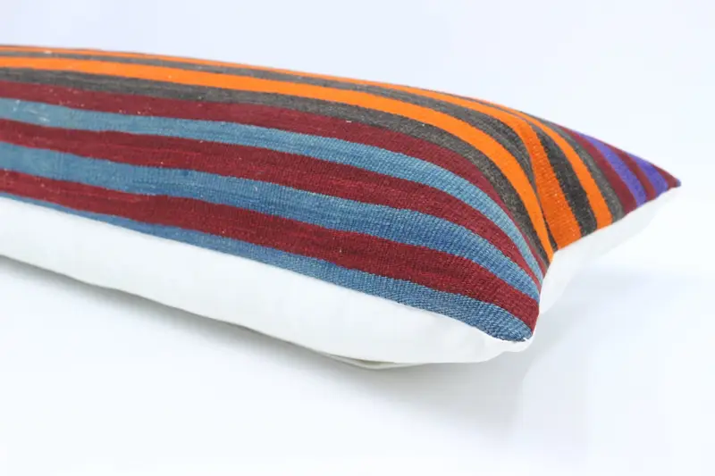 16x48 Orange Pillow Sham, Indoor Cushion Case, Throw Kilim Pillow, Handmade Kilim Cushion, Cotton Cushion Case, Antique Pillows, Cushion Cover - 6