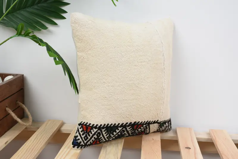 Throw Kilim Pillow, 12x12 White Cushion Case, Vintage Kilim Throw Pillow, Tapestry Pillow Sham, Turkish Pillow, Cushion Cover - 4