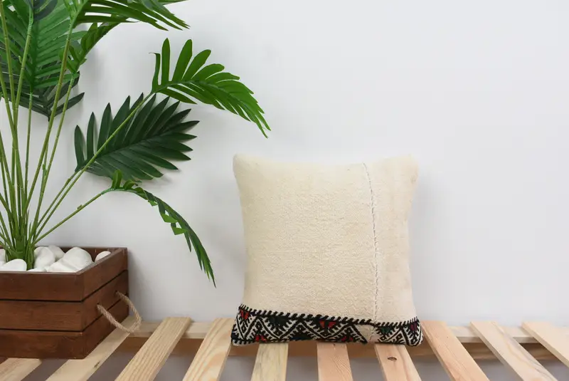 Throw Kilim Pillow, 12x12 White Cushion Case, Vintage Kilim Throw Pillow, Tapestry Pillow Sham, Turkish Pillow, Cushion Cover - 1