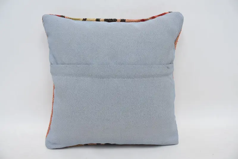 Boho Pillow Sham Cover, Crochet Pattern Pillow Cover, 14x14 Red Pillow, Kilim Pillow Cover, Home Decor Pillow, Cushion - 6