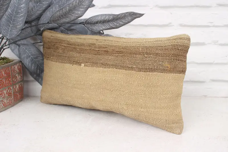 Kilim Pillow Cover, Vintage Kilim Throw Pillow, Kilim Cushion Sham, Cushion Case, Personalized Gift Pillow Cushion, 8x16 Beige Cushion Case - 4