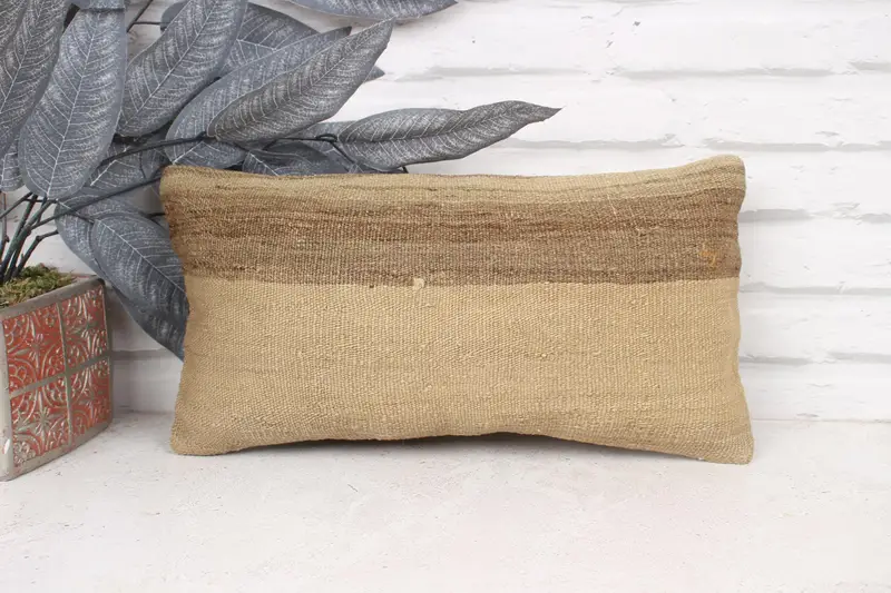 Kilim Pillow Cover, Vintage Kilim Throw Pillow, Kilim Cushion Sham, Cushion Case, Personalized Gift Pillow Cushion, 8x16 Beige Cushion Case - 1