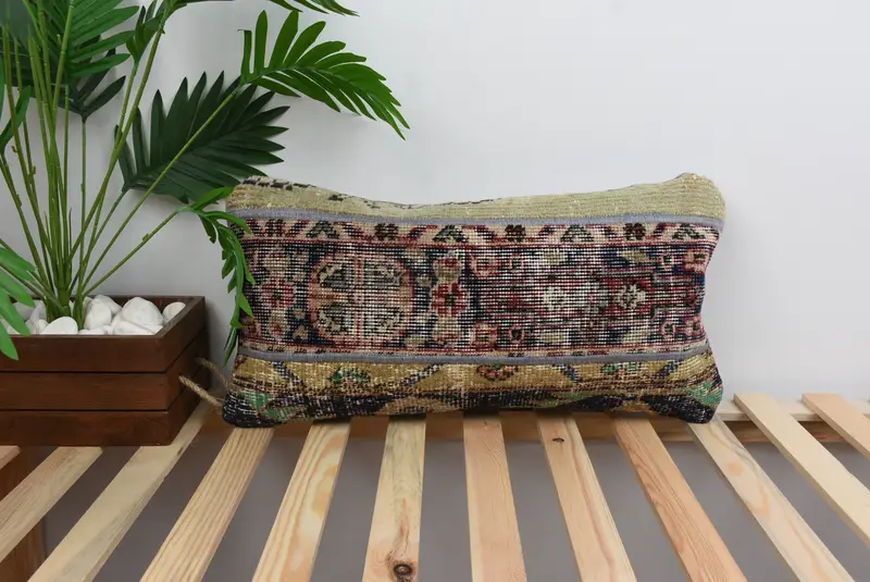Pillow for Sofa, Seat Cushion Case, Outdoor Throw Cushion, 12x24 Red Pillow Sham, Vintage Pillow, Pillow Cover, Antique Pillows - 1