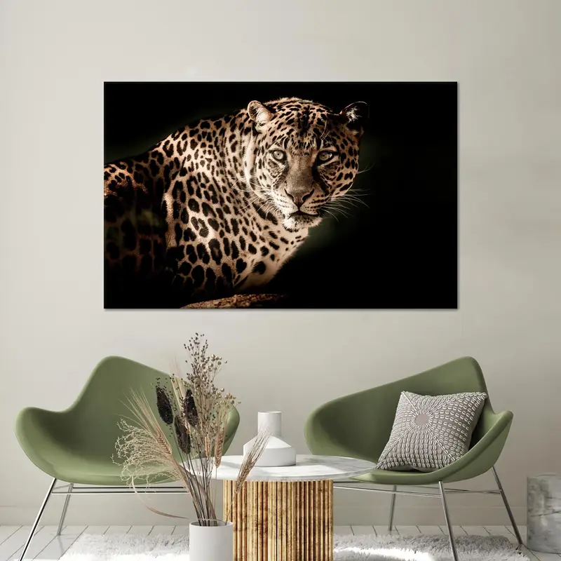 Elegant Leopard Lover Printed Canvas: Wild Big Cat Art