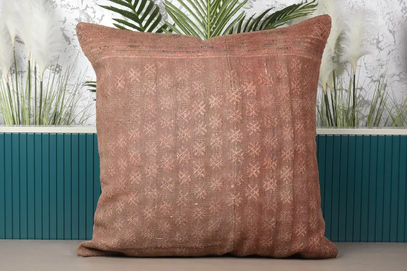 Handgefertigtes Southwestern-Wurfkissen, Vintage-Kissen in Braun und Orange