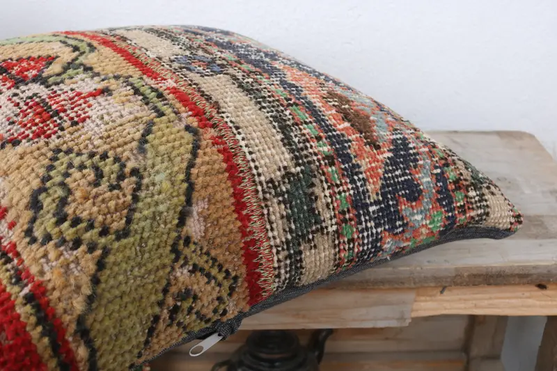 Sofa Bolster Pillow Cover, Interior Designer Pillow, Boho Pillow, Cushion Case, Gift Pillow, 16x16 Green Cushion Case, Turkish Rugs Pillow - 6