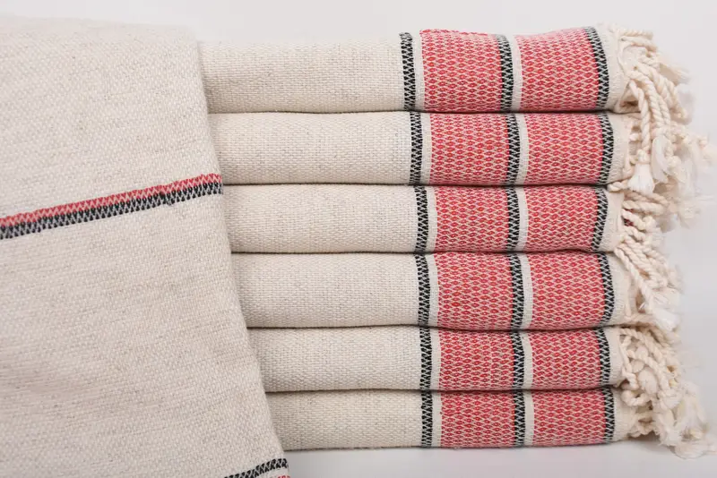 Beach Towel Personalized Turkish Cotton Red Stripes, 70x36 Inches