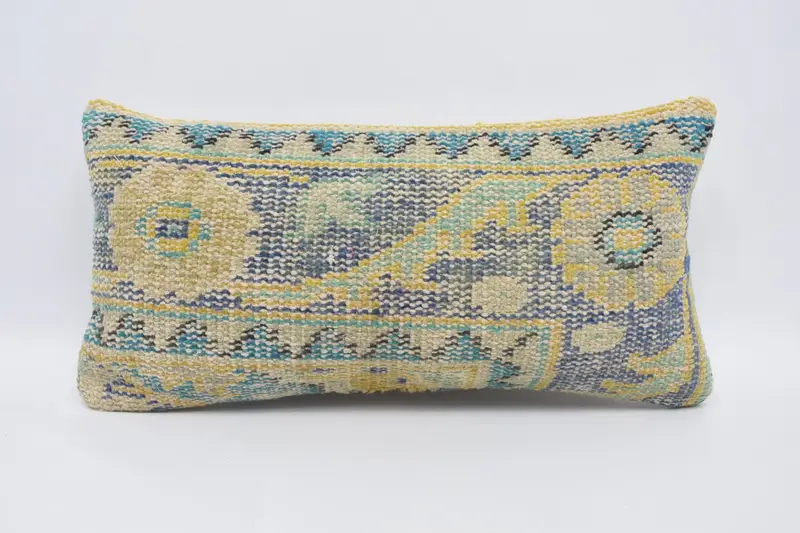 12x24 Blue Pillow Sham, Turkish Pillow, Home Decor Pillow, Ethnic Pillow Cover Cushion Case, Cushion Case, Throw Kilim Pillow, Custom Cushion Case - 1