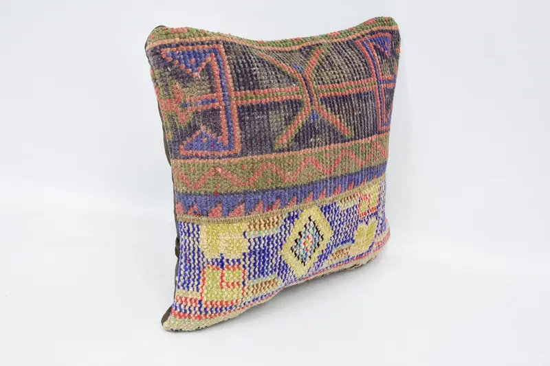 Pillow for Couch, One Of A Kind Cushion Cover, Ethnical Kilim Rug Pillow, Home Decor Pillow, 16x16 Blue Pillow, Handwoven Pillow, Pillow Cover - 3