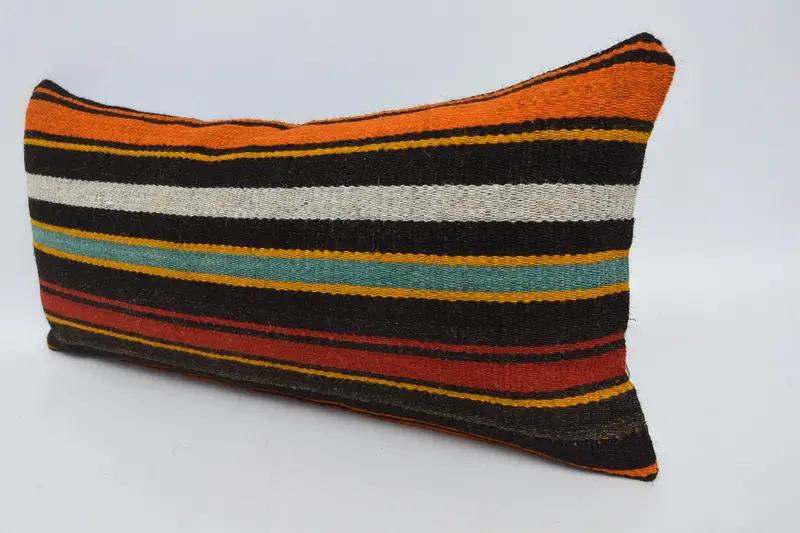 Turkish Pillow, Yoga Pillow Case, Gift Pillow, Vintage Pillow, 12x24 Brown Pillow Cover, Cushion, Accent Cushion Cover, Bolster Throw Cushion - 4