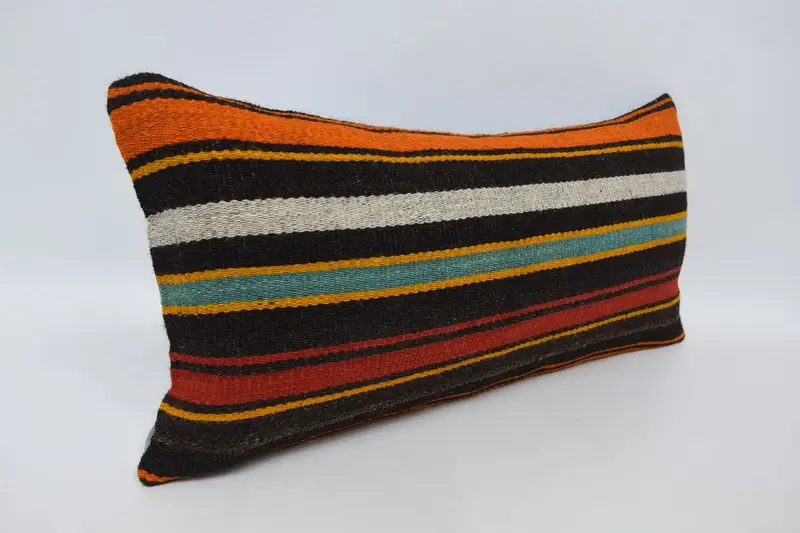 Turkish Pillow, Yoga Pillow Case, Gift Pillow, Vintage Pillow, 12x24 Brown Pillow Cover, Cushion, Accent Cushion Cover, Bolster Throw Cushion - 3