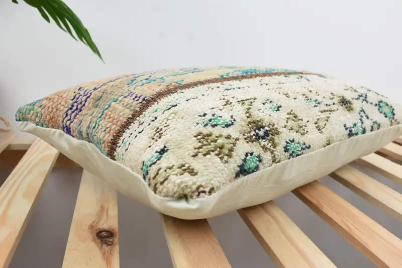 Turkish Kilim Pillow, Vintage Pillow, 12x20 Blue Pillow Sham, Vintage Kilim Pillow, Armchair Pillow Cover, Cushion Case - 6