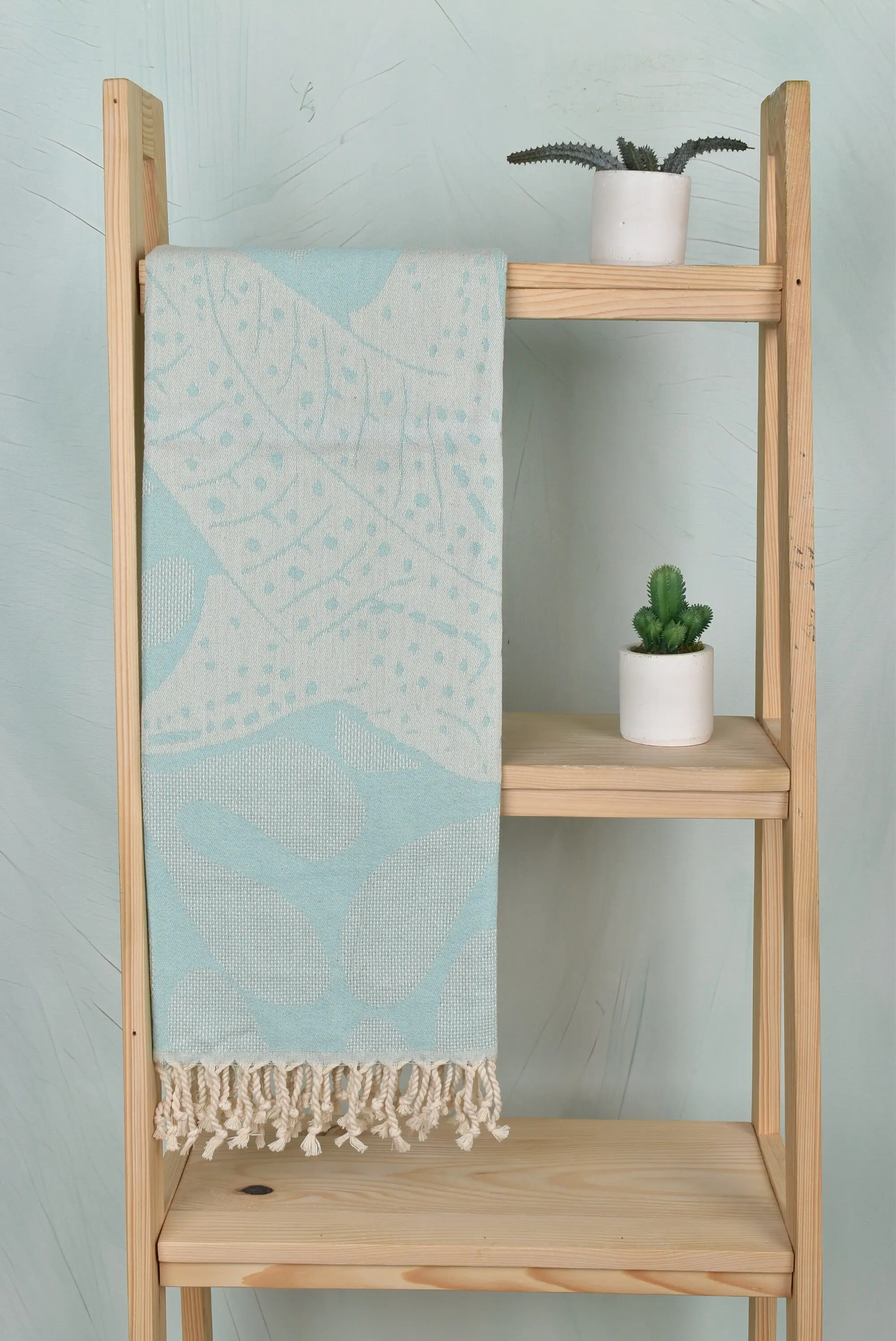 Plaj Havlusu Balina Tasarım Monogramlı Organik Pamuk Bej, 70x40 İnç - 1