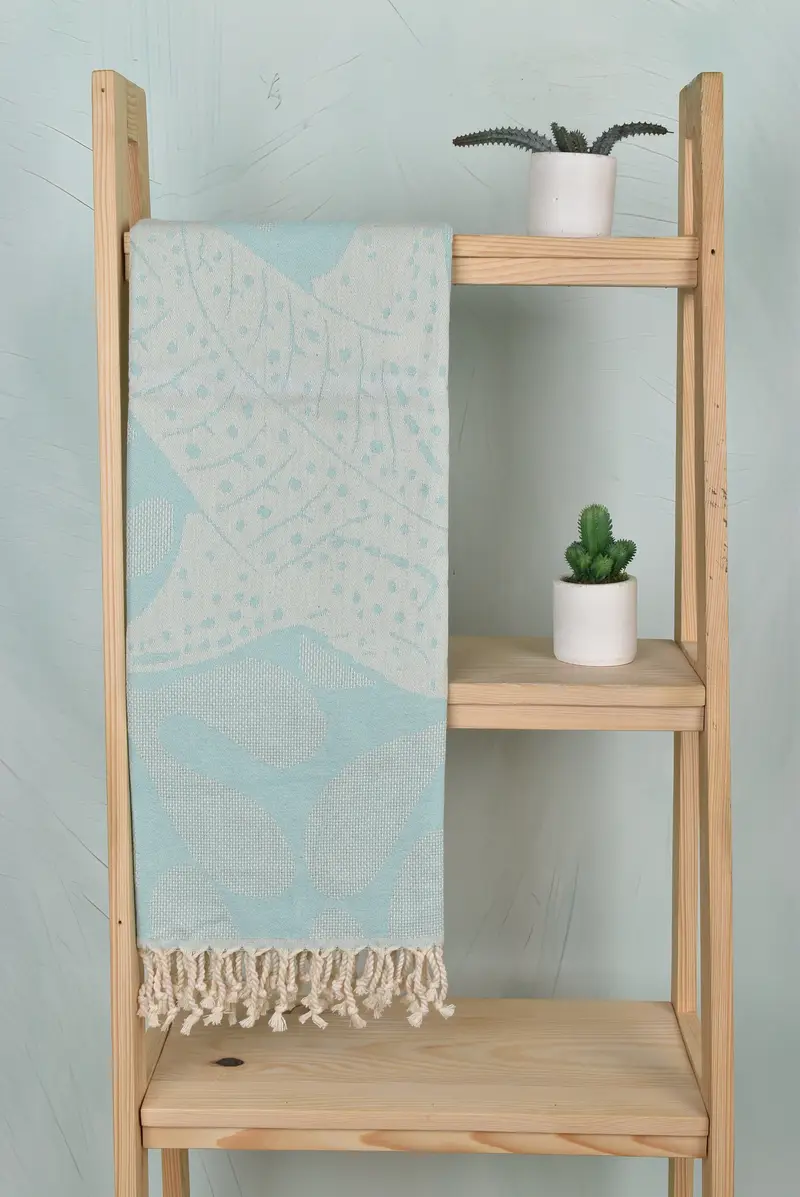 Beach Towel Whale Design Monogrammed Organic Cotton Beige, 70x40 Inches