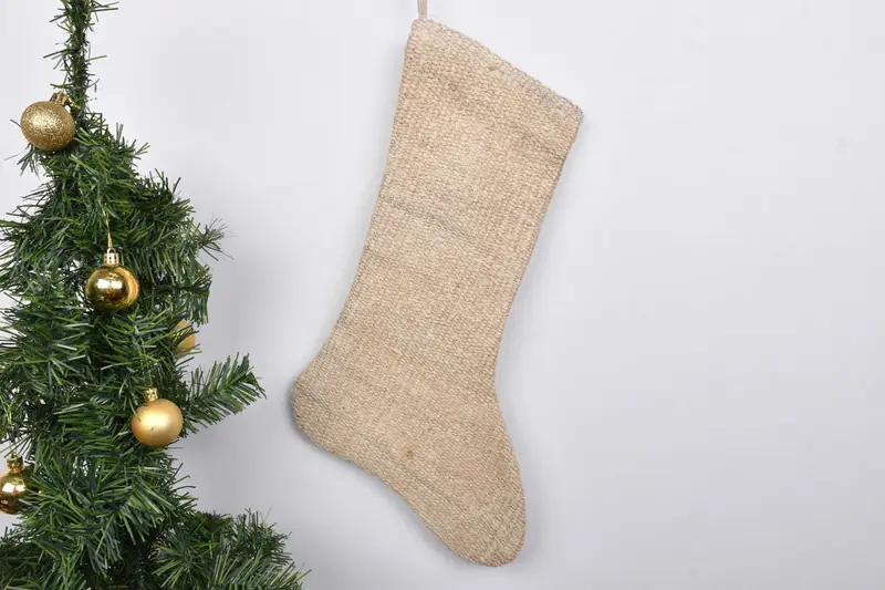 Patrón de adornos navideños, calcetín navideño Kilim de 7 pulgadas