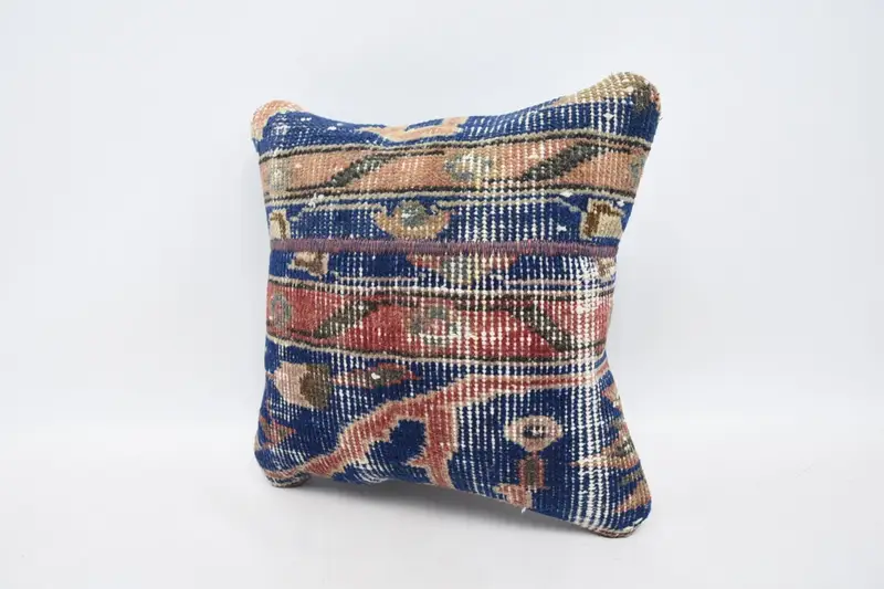 14x14 Blue Pillow Case, Pillow Cover, Outdoor Cushion Cover, Turkish Kilim Pillow, Nomadic Cushion Cover, Pillow for Couch, Kilim Pillow Cover - 4