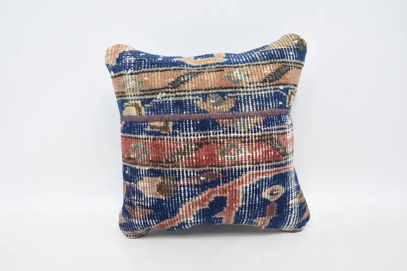 14x14 Blue Pillow Case, Pillow Cover, Outdoor Cushion Cover, Turkish Kilim Pillow, Nomadic Cushion Cover, Pillow for Couch, Kilim Pillow Cover - 1