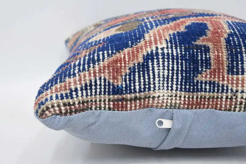 14x14 Blue Pillow Case, Pillow Cover, Outdoor Cushion Cover, Turkish Kilim Pillow, Nomadic Cushion Cover, Pillow for Couch, Kilim Pillow Cover - 5
